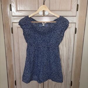 Early 2000s American Eagle Women's Blue Floral Top